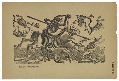 Don Kişot'un kafatasları, c.1910-13, 1943'te basılmış (gravürlü foto-kabartma gravürü) by José Guadalupe Posada