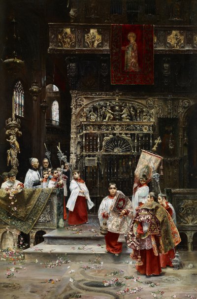 Koro Çocukları - Gallegos y Arnosa, Jose (1859-1917) - yaklaşık. 1886-1890 - Tuval üzerine yağlı boya - 91.4x62.2 - Carmen Thyssen Müzesi, Malaga by Jose Gallegos Arnosa