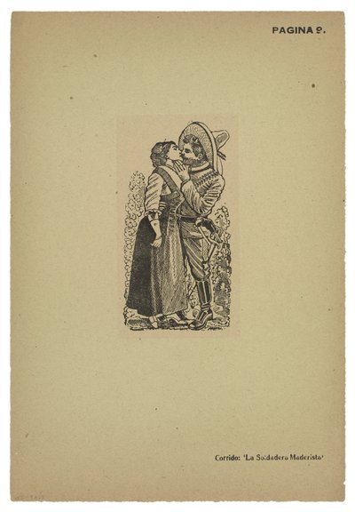 Bir Maderista ve sevgili öpücüğü veda by José Guadalupe Posada