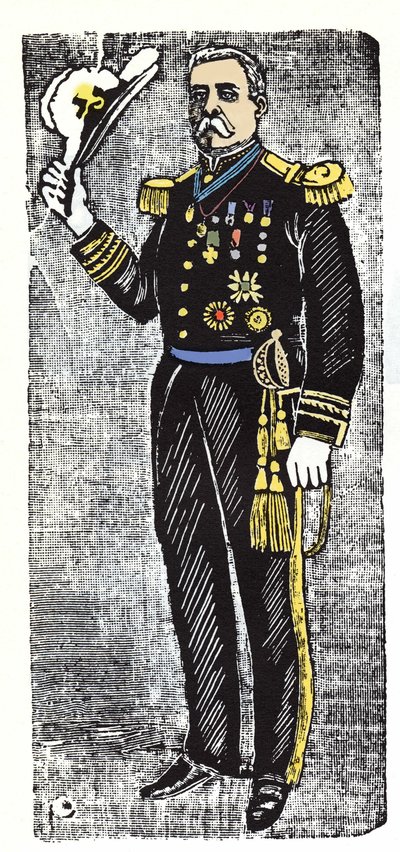 Meksika Devrimi (1910-1920): Porfirio Diaz (1828-1915), Meksika Cumhuriyeti Başkanı. Jose Guadalupe Posada (1852-1913) tarafından Xylography. by José Guadalupe Posada