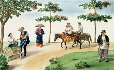 "Manila ve Çevresindeki Flebus Albümü"nden Bir Sokak Sahnesi, c.1845 by Jose Honorato Lozano