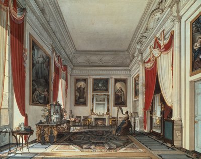 Oyukta Yatağı Olan Bir Boudoir (suluboya ve kurşun kalem) by Jose Ribelles y Helip