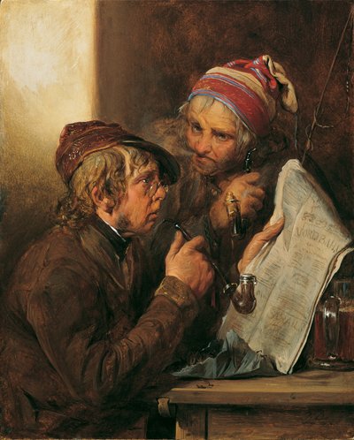 Gazete okuyucuları by Josef Danhauser