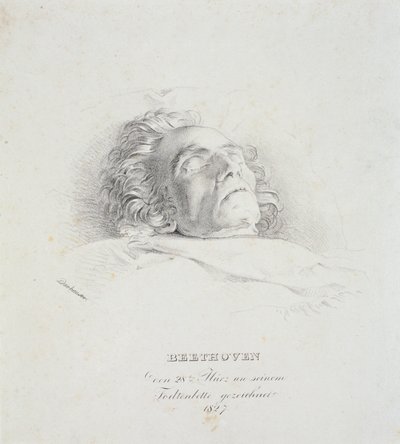 Ludwig van Beethoven (1770-1827) on his deathbed, 28th March 1827  by Josef Danhauser