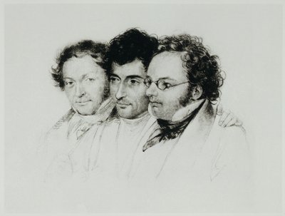 Johann Baptist Jenger, Anselm Huettenbrenner ve Franz Schubert ... by Josef Eduard Teltscher