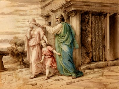 A1_Genesis_27-Hagar ve İsmail#39;in Uzaklara Gönderilmesi by Josef Johann Michel