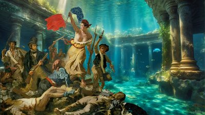 JJM-recreate_Delacroix_İnsanlar için özgürlük_sualtı by Josef Johann Michel