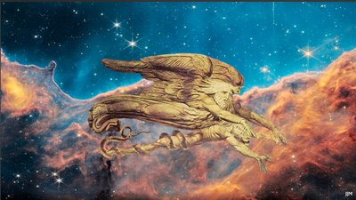 JJM-yeniden yarat: Blake-W_And Elohim, Adam+JWST#39;yi yarattı by Josef Johann Michel