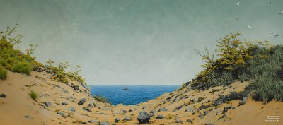 JJM, Friedrich-CD'yi yeniden yaratıyor: Bir banka boşluğundan görünüm (Panorama) by Josef Johann Michel