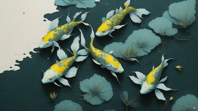 mürekkeple boyama: Koi-Karpfish_gold_02 by Josef Johann Michel