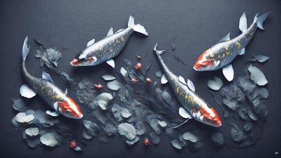 mürekkeple boyama: Koi-Karpfish_red_01 by Josef Johann Michel