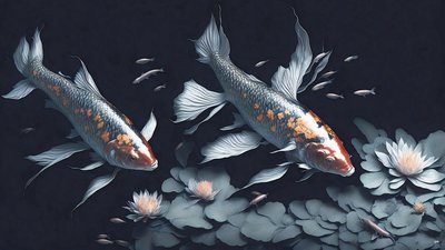 mürekkeple boyama: Koi-Karpfish_red_02 by Josef Johann Michel