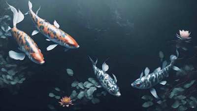 mürekkeple boyama: Koi-Karpfish_red+white_01 by Josef Johann Michel