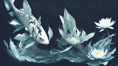 mürekkeple boyama: Koi-Karpfish_white mermer_03 by Josef Johann Michel