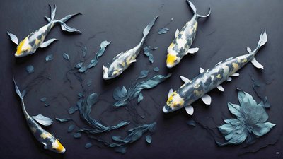 mürekkeple boyama: Koi-Karpfish_yellow_01 by Josef Johann Michel