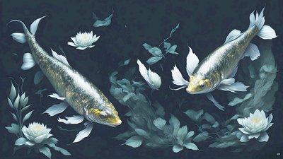 mürekkeple boyama: Koi-Karpfish_yellow_02 by Josef Johann Michel