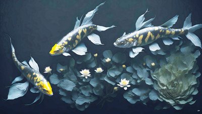 mürekkeple boyama: Koi-Karpfish_yellow_03 by Josef Johann Michel
