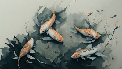 mürekkeple boyama: Koi sazan balığı_03 by Josef Johann Michel