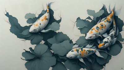 mürekkeple boyama: Koi sazan balığı_04 by Josef Johann Michel