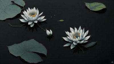 mürekkeple boyama: waterlili-black_03 by Josef Johann Michel