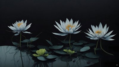 mürekkep boyama: waterlili-black_04 by Josef Johann Michel