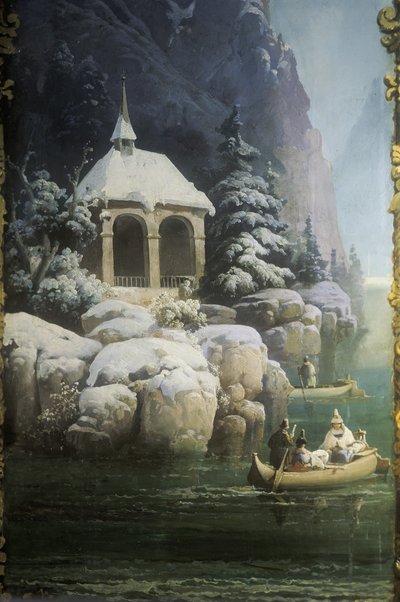 Vierwaldstättersee'deki Tell Şapeli (Luzerne Gölü), 1850'ler (duvar resmi) by Josef Matj Navrátil