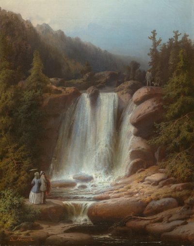 Dev Dağlardaki Mumlava Nehri Şelalesi, 1850-53 by Josef Matj Navrátil