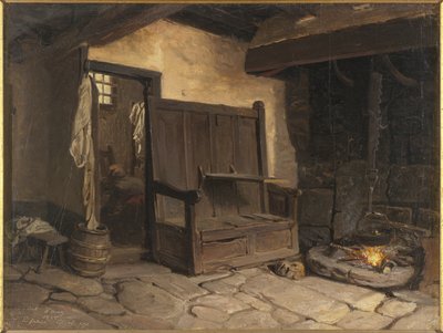 Bir Kulübe İçi (masonit üzerine monte edilmiş kağıt üzerine yağ) by Josef Wilhelm Wallander