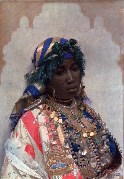 Bir Tangerian Beauty, c.1876 (kağıt üzerinde wc) by Josep Tapiro Baro