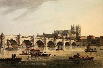 J.C. Stadler tarafından oyulmuş Westminster Bridge, Abbey ve Hall manzarası by Joseph (after) Farington