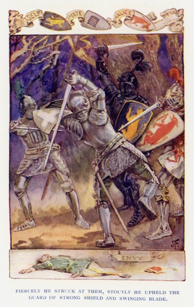 Sir Knight of the Splendid Way için çizim (renkli taş) by Joseph (after) Finnemore