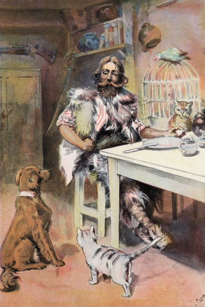 Robinson Crusoe: Ben bir kral gibiyim (renkli taş) by Joseph (after) Finnemore