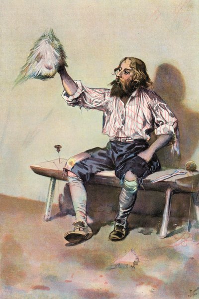 Robinson Crusoe: Kendime bir şapka yapıyorum (renkli taş) by Joseph (after) Finnemore