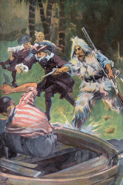 Robinson Crusoe: Onu boyun eğmeye çağırıyoruz (renkli taş) by Joseph (after) Finnemore
