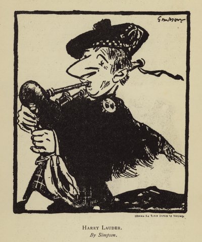 Harry Lauder, İskoç şarkıcı ve komedyen (lito) by Joseph (after) Simpson