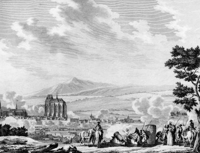 Fransız devrimi ve Avusturya ordusunun karşı-devrimci güçlerinin gelişi: Lille şehrinin bombardımanı (25 Eylül) by Joseph (after) Swebach Desfontaines