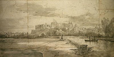 Windsor Kalesi (kağıt üzerinde yıkamalı kalem ve mürekkep) by Joseph (attr. to) Farington