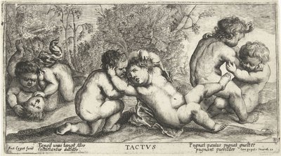 Üç çift çıplak çocuk Tactvs (nesne üzerinde başlık) by Joseph Antoine Cochet