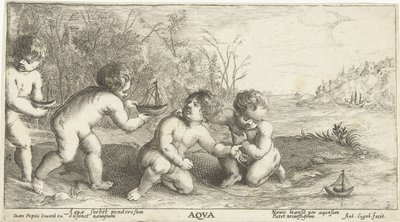Teknelerle oynayan çocuklar Aqva (nesne üzerindeki başlık) by Joseph Antoine Cochet