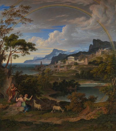 Gökkuşağı ile Kahramanca Manzara, 1824. by Joseph Anton Koch