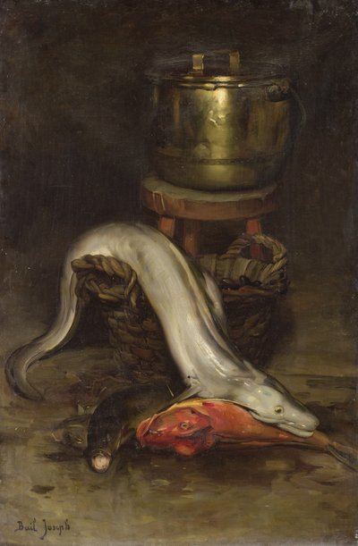 Balık ve kazan ile natürmort by Joseph Bail