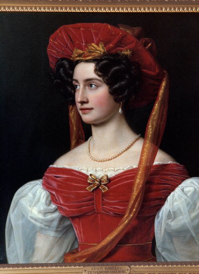 Joseph Karl Stieler (1781-1858) tarafından yapılan Kırmızı Şapkalı Kadın Portresi 19. yüzyıl. Münih, Chateau De Nymphenburg by Joseph Carl Stieler