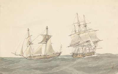 Ağır Denizlerde Barquentine ve Fırkateyn by Joseph Cartwright