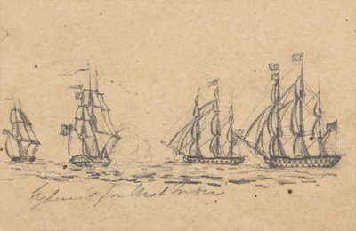 Batı Hint Adaları'na Yönelik (?): Dört Savaş Gemisi by Joseph Cartwright