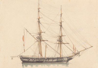 Tek Brigantine, Yelkenler Açıldı by Joseph Cartwright