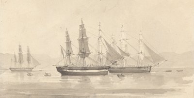 Barque benzeri Donanıma Sahip Üç Gemi by Joseph Cartwright