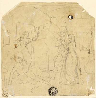 Çift, Yaşlı Adam ile Dramatik Sahne by Joseph Clayton Bentley