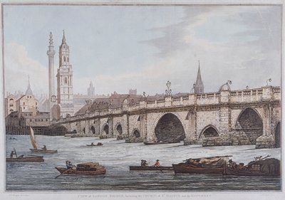 Londra Köprüsü eski, Londra, 1790 by Joseph Constantine Stadler