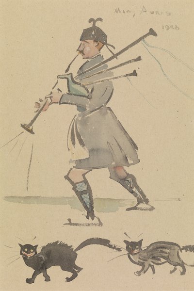 Highlander Gayda Çalıyor by Joseph Crawhall
