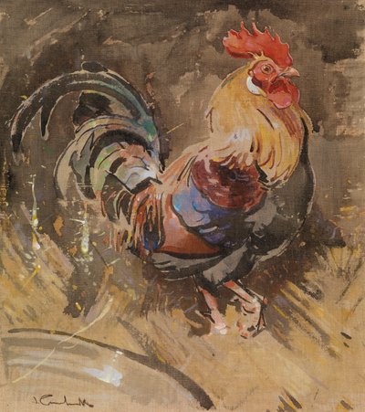 Minorka Horozu (keten üzerine guaj) by Joseph Crawhall